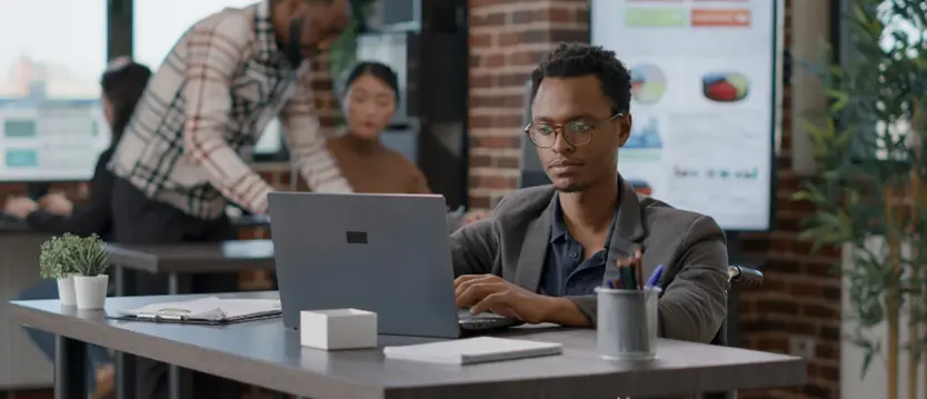 man working on a computer