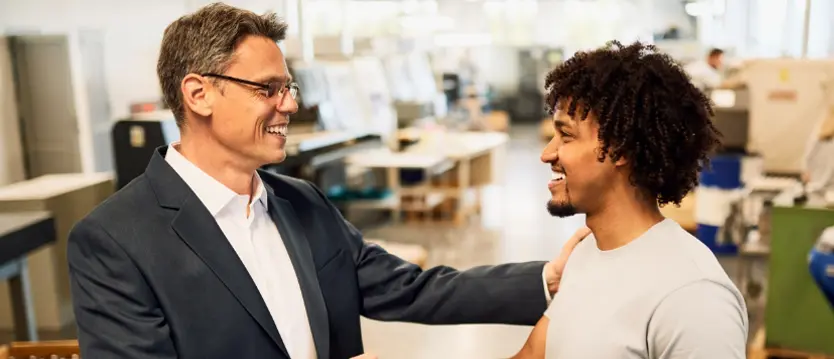 two men talking